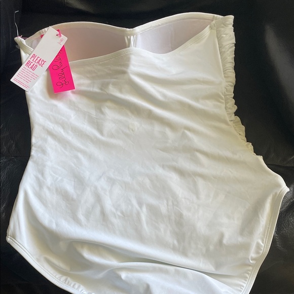 Lilly Pulitzer White Ruched Strapless Swimsuit - Picture 7 of 9
